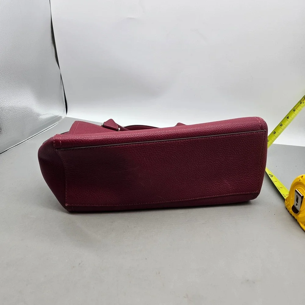 Kate Spade New York Satchel Burgundy Pebbled Leather Triple Compartment Handbag